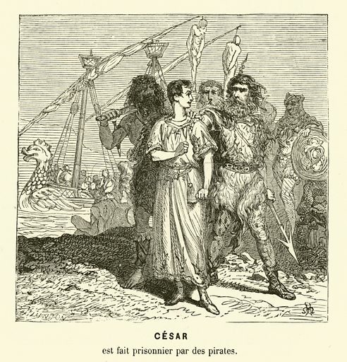 The young Caesar is seized at sea by the Cilician corsairs who ruled the Aegean's lawless waters, the moment before he began, calmly, to promise them the cross.