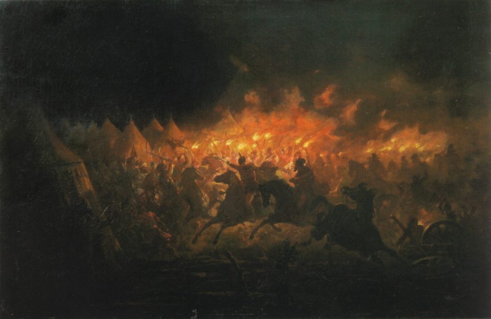 Theodor Aman's torchlit canvas catches the reign the Easter reckoning inaugurated — a prince who answered every threat with fire, steel, and a forest of stakes.